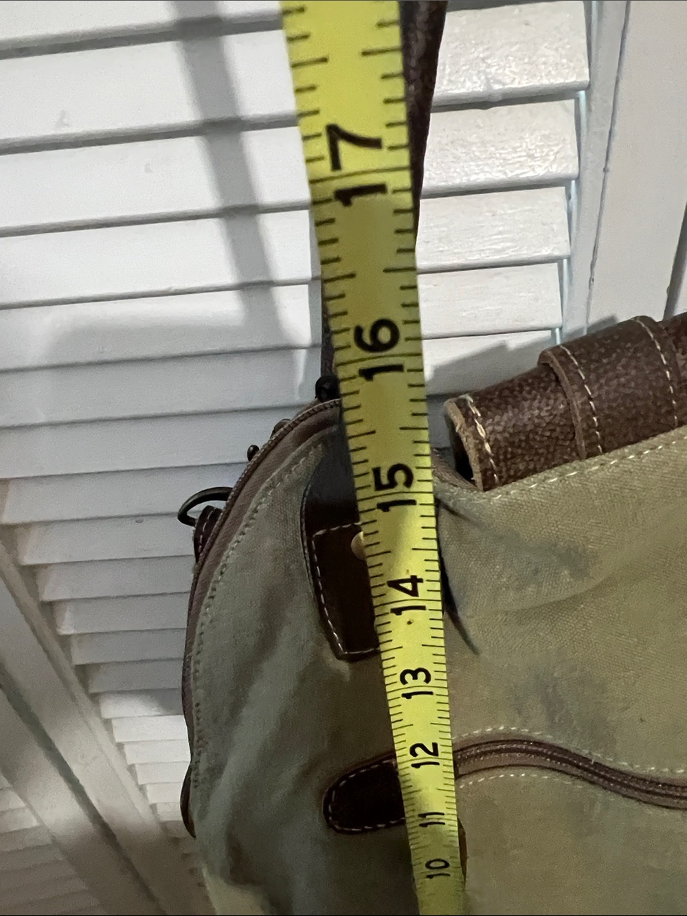 Canvas Messenger Bag in Olive Green with Brown Trim - Myra Bag - Picture 5 of 5
